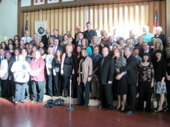Mr. Hall's former students got together at the reception and sang the Burbank High Alma Mater and a barbershop song.