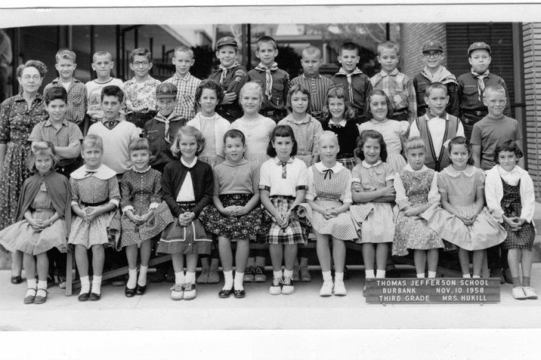 Mrs. Hukill's third grade class at Thomas Jefferson School, 1958-1959.