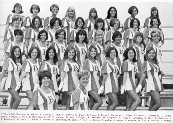 Kathi Wagner is right in the front row of this Drill Team photo.