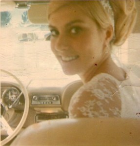 Cathy Carlson on her wedding day, 1969.