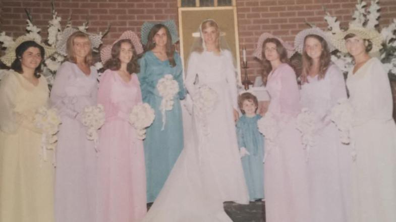 (L-R) Cousin Susan Carole Freeman Edelhauser Suzanne Schweitzer Joyce Mulder Ferguson Tonia Szilagyi Cousin Raquel Corinne Bugbee Cousin Linda Janene Verge Ferguson